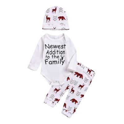 China Best Choice Baby Christmas White Winter Anti-Shrink Clothes Warm Toddler Sets Stylish Reindeer Design Baby Christmas Costume Sets for sale