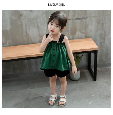 China High Quality China Yiwu Girls Dressing Cotton Spaghetti Straps Girls Dress Sets for sale