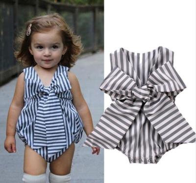 China Viable ins top selling kids romper stripe baby rompers 100% cotton baby clothes romper for sale