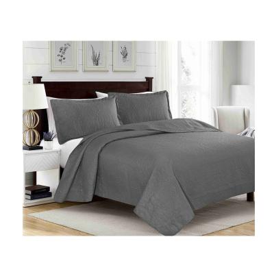 China Hot Style Dark Gray King Size 3Pcs Pin Sonic Quilt Set Solid Factory Viable Hot Sales for sale