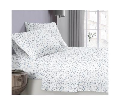 China Viable Professional Manufacturer Soft Blue Floral 4Pcs Printed Sheet Set For Bedroom for sale