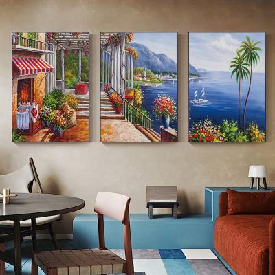 China International Organization for Standardization Seaside Bedroom Canvas Art Poster Nordic Painting Colorful Landscape Picture Print Wall for sale