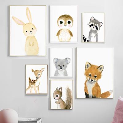 China Lovely Waterproof Animal Painting Picture Decor Kid's Wall Art Picture Oil Print Baby Room Decoration for sale