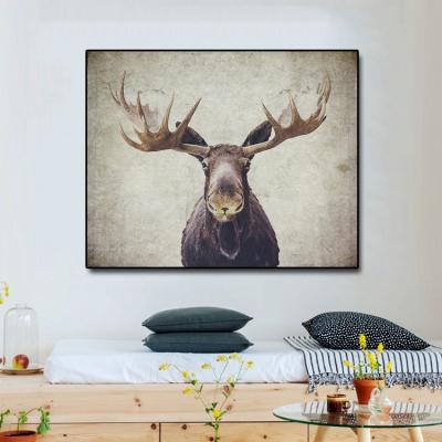 China Airom Moose Photo Waterproof Single Canvas Animal Artwork For Home Decor Paintings On Canvas Art Print Poster Famous Painting Animal Deer for sale