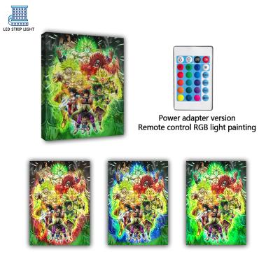 China Custom Hot Sale Remote Control Anime Wall Art Colorful Light Painting Painting from International Organization for Standardization with Led Light for sale