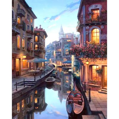 China Eco-friendly DIY Painting By Numbers Kits Venice Night Landscape Hand Painted Oil Painting By Numbers Unique Gift For Home Decor for sale