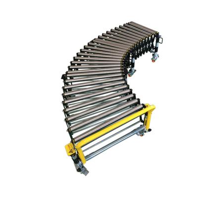 China Heat Resistant Flexible Expandable Telescopic Retractable Skate Wheel Roller Conveyor for Unloading Goods for sale