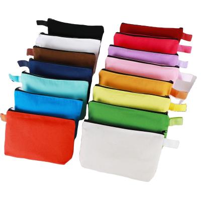 China Fashion Customize Promotional Cotton Canvas Cosmetic Pouch OEM Cotton Makeup Bag Bag With Custom Black Zipper for sale