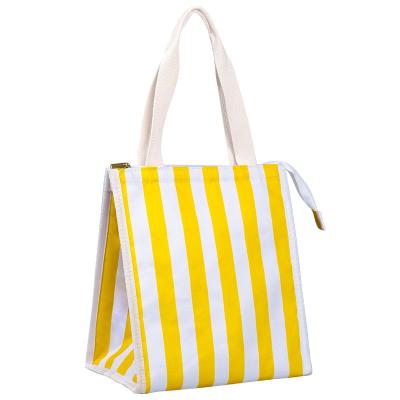 China Fashion Striped Picnic Bag Thermal Camping Lunch Cooler Bag For Travel Durable Shopping Bag for sale