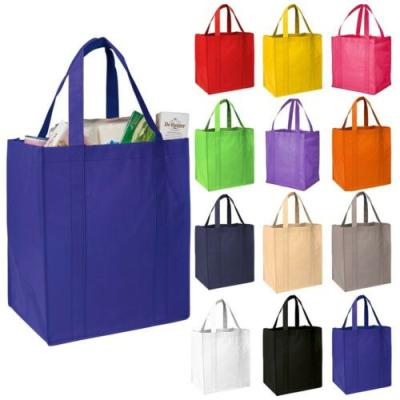 China Handled Recycled Recycled Non Woven Reinforced Long Handle Non Woven Shopping Bag For Grocery Supermarket Heavy Duty Tote Bag for sale