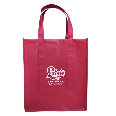 China Wholesale Custom Printing Handled Logo Supermarket Promotion Reinforced Handles Tote Shopping Non Woven Bag for sale