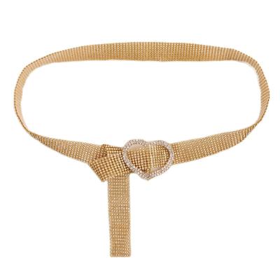 China Simple And Soft Metal Diamond Gold Wide Belt New Fashion Women's Waist Belts for sale