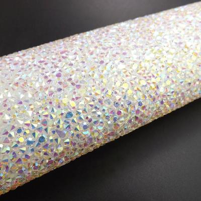 China Sticky Adhesive 24*40cm Rhinestones SHEET & Hotfix To Fabric Bling Trim To Wedding Decor Mesh Roll Silver & White Customize Shape Correct for sale