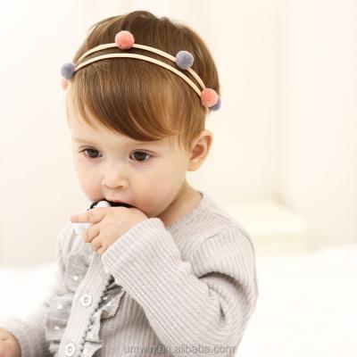 China Beautiful baby girl fur headband fashionable Korean cool cute ball headwear HB036 for sale