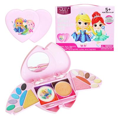 China Amazon hot sale makeup set cosmetic case kits pretend play make up set with mirror and non-toxic safe end for little girls 19*14.5*5cm for sale