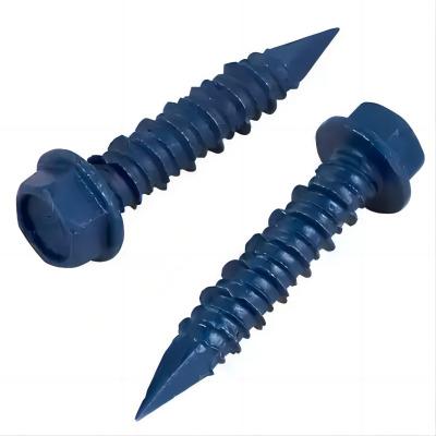 China HEX 1/4 3/16 Inch Custom Hex Head Slotted Concrete Screw Tapcon Hex Head Blue Concrete Screw Slotted Concrete Anchor Screws for sale