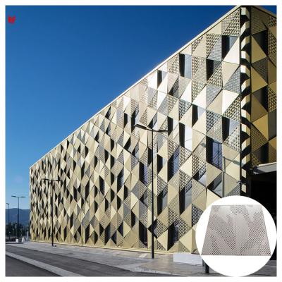 China Architecture Modern Exterior Design Texture Unique Rich Color Building Composite Perforated Facade Panel for sale