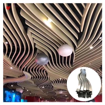 China High End Artistic Ceilings Hotel Lobby Facade Decoration Stretched Curved Aluminum Profile Partition Soundproof Ceiling for sale