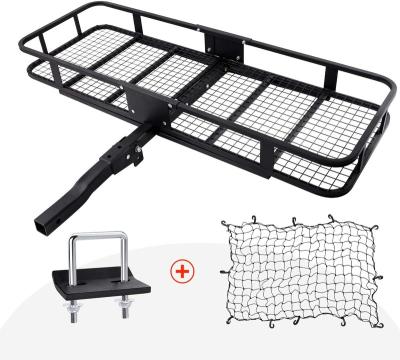 China High Load Capacity Hitch Mount Cargo Carrier with Cargo Net and Anti-Vibration Stabilizer Folding Cargo Basket with 500 Pounds Capacity for sale