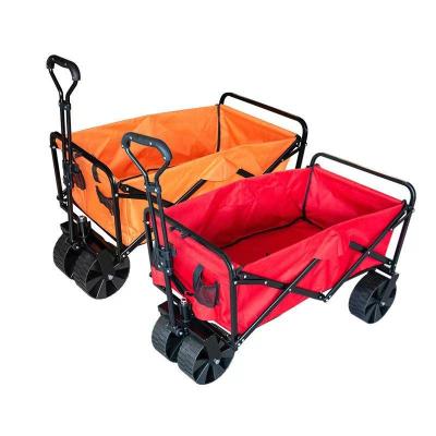 China Durable Outdoor Beach Hand Pull Four Wheel Cart Pulling Cargo Fishing Kids Baby Trailer Light for sale