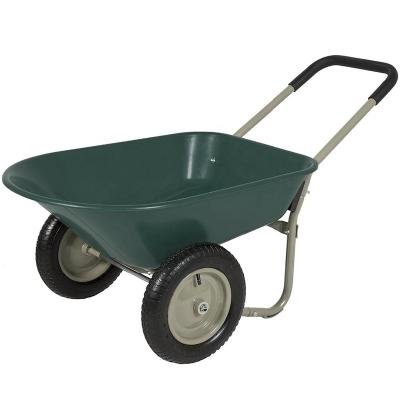 China Sturdy Thickened And Enlarged Double Wheel Wheelbarrow Yard Garden Cart Home Wheelbarrow With Thickened Metal Tray To UK for sale