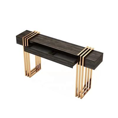 China (Other)Adjustable Simple Modern Wood Console Table For Living Room 3 Drawers Console Table Brass Use for sale