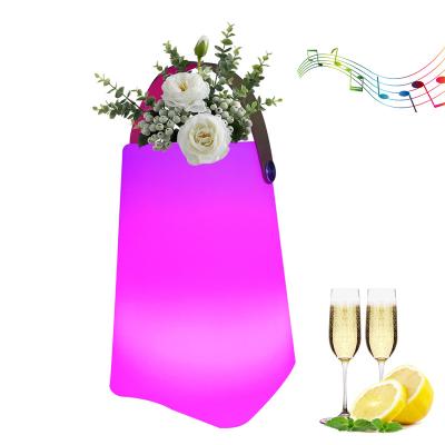 China Modern outdoor camping music bar party beer wine portable led decorative acrylic plastic champagne led ice bucket speaker for sale