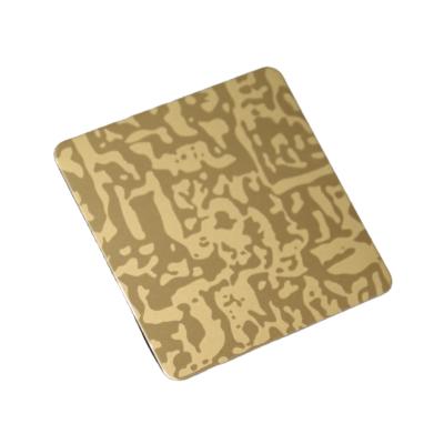 China Hotel Mirror Sheet Ss201 304 Gold Color Hot Selling Decorative Etching Stainless Steel Plate for sale