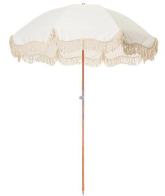 China New Arrival Waterproof Custom Large, Luxury Size Tassel Beach Parasol Umbrellas With Pole Fringe Cotton Wooden Hawaiian Outdoor Umbrellas for sale