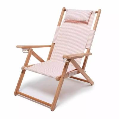 China Tommy Arm Furniture Large Folding Waterproof Outdoor Adjustable Pool Lounger Wood Chair for sale