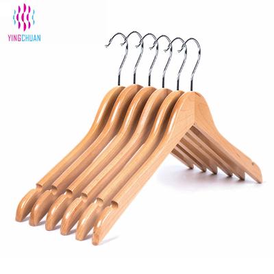 China Eco-friendly wooden coat hanger friendly wooden materials with anti-slip design 360 degree swivel hook wooden coat hanger for sale