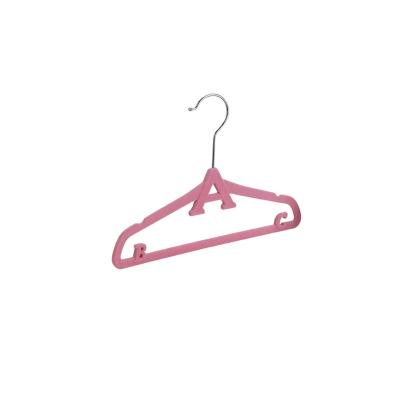 China Small Recyclable Children's Toy Shape Velvet Hangers Plastic Hangers Durable No Deformation Flocked Baby Velvet Hanger for sale