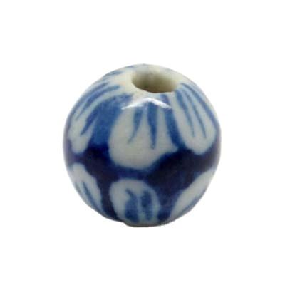 China Bracelets wholesale nice design of 8mm porcelain round blue and white flower handmade beads for DIY jewelry making for sale