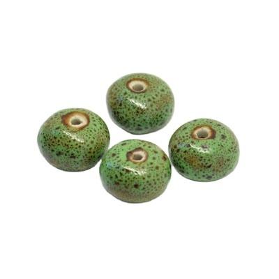 China Hot Selling Earrings Custom Shapes Natural Green Color 14x10mm Rondelle Porcelain Spacer Beads Gemstone Beads Sizes For Jewelry Making for sale