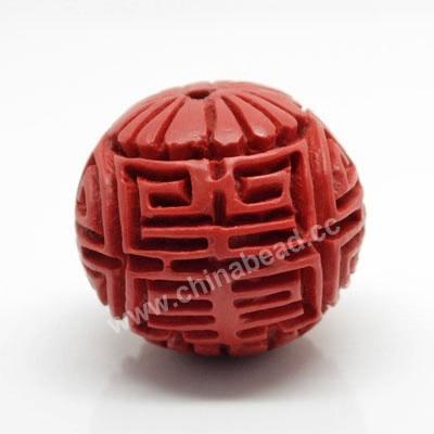 China Other Wholesale Carved Red Cinnabar Pearl Porcelain Beads Factory for sale