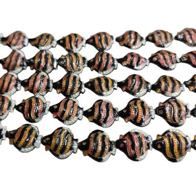 China Charms Wholesale Beads Metal Shape Cloisonne 12mm Small Loose Fish Beads For DIY Jewelry Making for sale