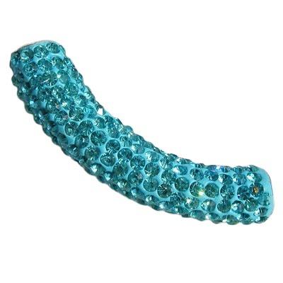 China Jewelry Making Decoration Wholesale Colorful Customized Designs Clay Pave Rhinestone Curved Tube Beads For Bracelets Neckalces Jewelry Making for sale