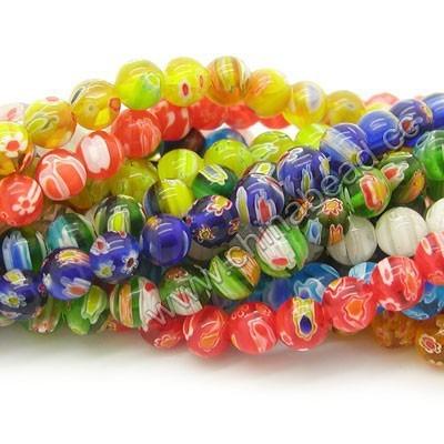 China Crystal Factory Sell Millefiori Glass Beads, 12mm Round Bead For Jewelry Making for sale