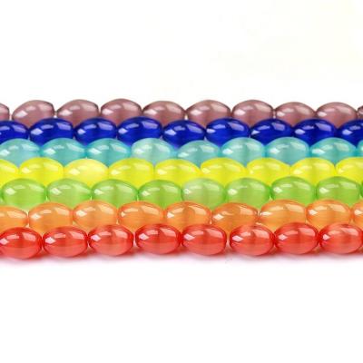 China Fashion Jewelry Making Wholesale Glass Beads 4x6mm/6x8mm/8x12mm/10x14mm Colorful Cats Stone Stone Oval Shape Beads For DIY Jewelry Making for sale