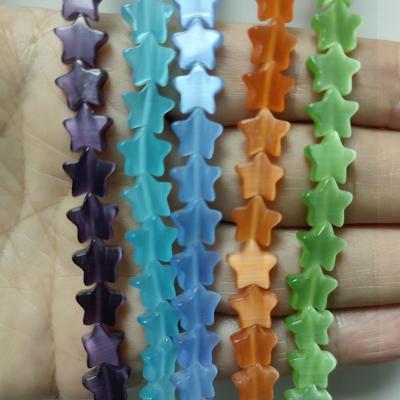 China Jewelry Making Wholesale Glass Beads Multi Colors 6x6mm/8x8mm Star Shape Cat Eye Stone Loose Beads For DIY Jewelry Making for sale