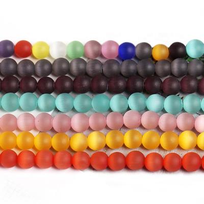 China Jewelry Making 4/6/8/10/12/mm Glass Beads Round Cat's Eye Matte Stone Wholesale Loose Beads in Multi Colors for DIY Jewelry Making for sale