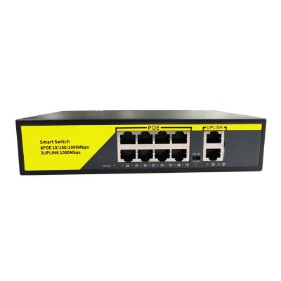 China Port POE Security Camera CCTV Camera IP Camera 8+2 Gigabit POE Network Switch for sale