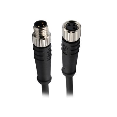 China M8 Screw A-code Industrial Waterproof Cable Connector 3 Core Straight Head Type IP68 With TPU Wire Plug Metal Type for sale