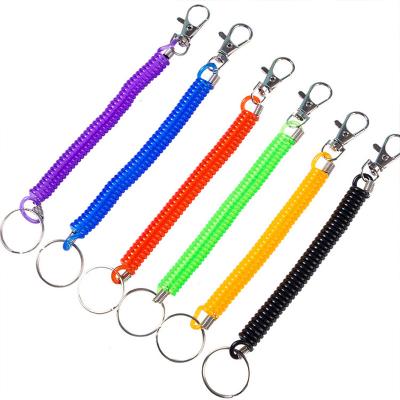 China For Manufacturers Color PU Men and Women Direct Metal Spring Plastic Rope Key Chain Elastic Telescopic Mobile Phone Anti-lose Lanyard for sale