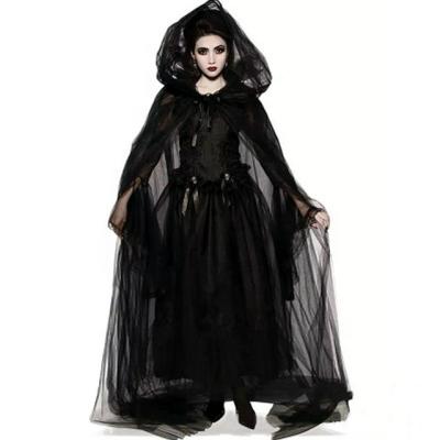 China Ghost Bride Black Angel Witch Dress Performance Halloween Costume For Cosplay Party for sale