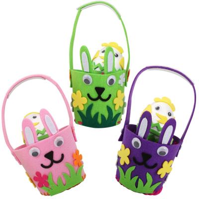 China 2021 Festival Decoration Happy Easter Decorations Felt Easter Bunny Bag With Egg Kids Gift DIY Easter Basket for sale