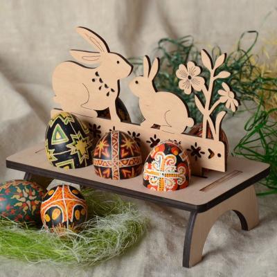 China Wholesale DIY Easter Decoration Wooden Egg Holder Easter Egg Decorations Easter Decor for sale