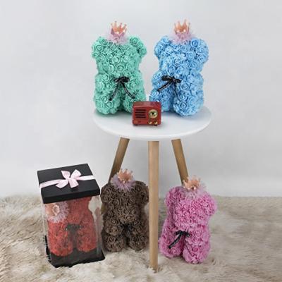 China Creative Gift 25cm Gift Preserved Flower Teddy Bear For Valentine's Day Gifts for sale