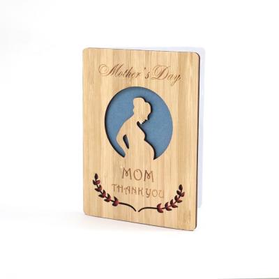 China Europe 2021 Creative Mothers Day Gifts Thank You Cards For Mom Holiday Wishes Mothers Day Wooden Card for sale