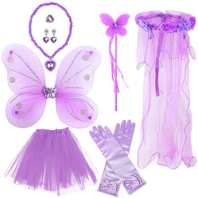 China Stage Performance Children's Dress Up Costume Butterfly Wings Mesh Skirt Stick Girls Dress Up Dresses Fairy Princess Costume for sale